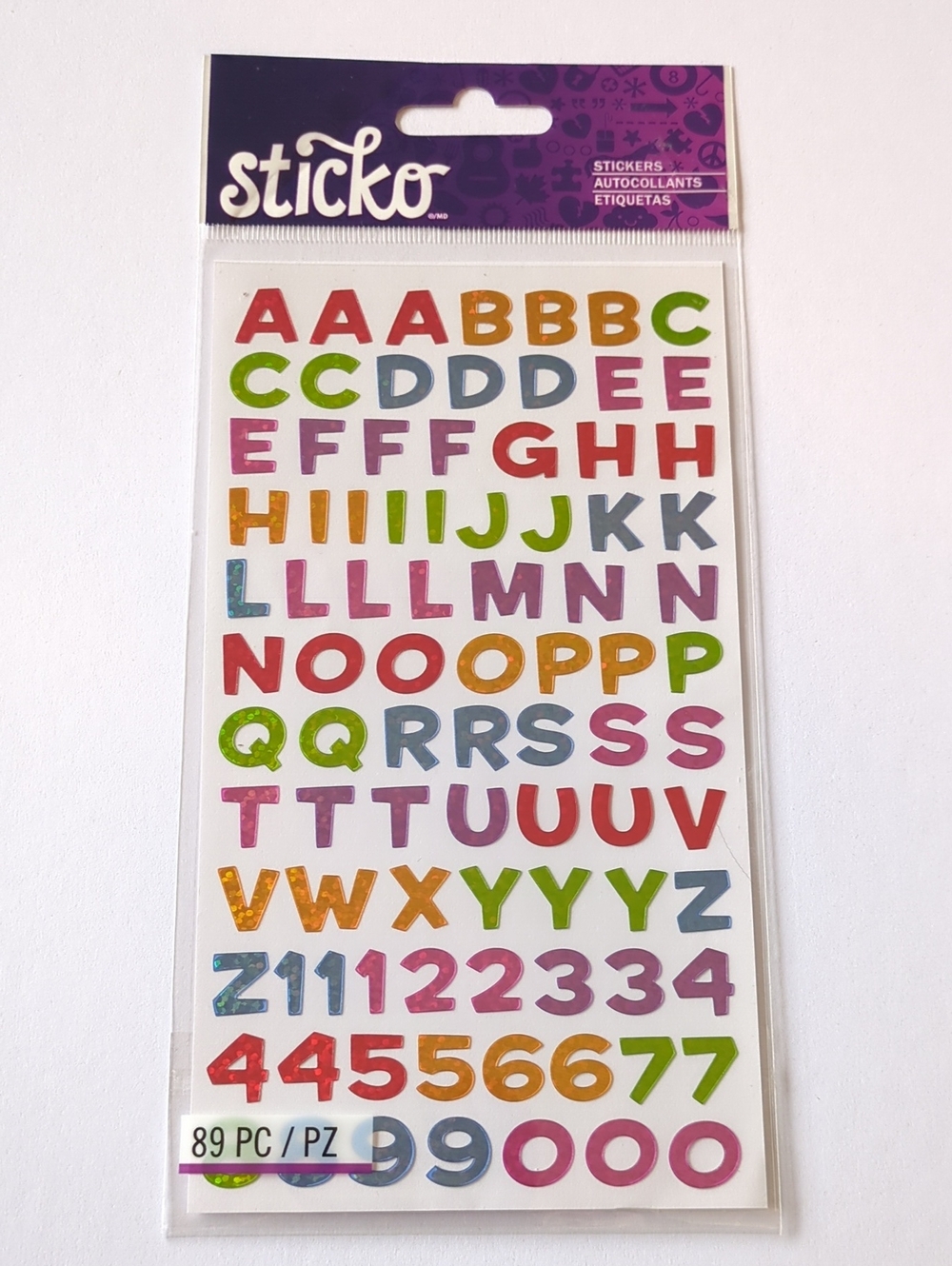 ☀️Sticko Rainbow Multicolor Alphabet Letter & Number Stickers 89pc Sheet